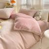 Juego de cuatro piezas de terciopelo de leche de color sólido, venta al por mayor, sábana de terciopelo coral engrosado, funda de edredón, ropa de cama de franela