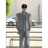 Camiseta Xadrez Design de Peça Falsa Dupla Senso de Design Top de Nicho Colete sem Mangas Camisa Retrô Estilo Americano Verão Masculino