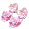 Zapatos de Princesa para Niñas Sandalias de Verano para Niñas Zapatos de Cristal Suave para Niñas Pequeñas Zapatos de Tacón Alto Brillantes con Diamantes para Escenario y Actuación