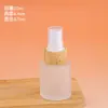 Botella de vidrio con tapa de anillo de bambú, transparente, esmerilada, con pulverizador, botella de loción de alta gama con cabezal de bomba, botella dispensadora de muestras cosméticas