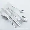 Amazon Transfronterizo Mango Cuadrado Acero Inoxidable 430 Cuchillo Tenedor Cuchara Hotel Cuchillo Tenedor para Filete Cuchara de Postre Juego de Cubiertos Occidentales