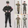 Traje Camuflado Infantil Acampamento de Verão Atividade ao Ar Livre Traje de Sapo Uniforme de Treinamento Camuflado Estudantil em Estoque Roupa Estilo Militar Infantil
