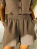 2026 Verano Transfronterizo Europeo y Americano Sitio Independiente Nuevo Amazon Color Sólido Bolsillo Casual Cómodo Algodón y Lino Shorts para Mujer