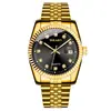Reloj de Cuarzo para Hombre con Acento de Diamante de Lujo, Correa Metálica Bicolor, Reloj de Pulsera Formal de Negocios