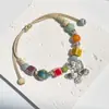 Pulsera de Cerámica Jingdezhen Nueva Pulsera de Cerámica Estilo Chino Joyería Hecha a Mano Cuerda Estilo Tíbet Puesto de Pulseras Jingdezhen