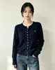 Dos tops de cárdigan de punto de terciopelo Andy para mujer con logo de poni bordado, suéter adelgazante, capa exterior suave y gruesa