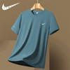 Camiseta de Seda de Hielo Transfronteriza para Hombre Deportiva de Manga Corta Talla Grande Cuello Redondo para Correr Velocidad Ropa Suelta Manga Corta Verano Delgada