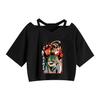 Venda Quente Transfronteiriça Chainsaw Man motosserra Homem Anime Feminina Alcinha Solta Curta Ombro a Ombro Camiseta