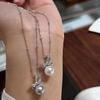 Colar de pérolas com laço, moda francesa feminina, fita para balé, permute de alta qualidade, corrente de clavícula de nicho, tudo combinado