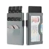 Portatarjetas de Crédito Elástico de Lycra Transfronterizo, Portatarjetas Antirrobo RFID para Documentos de Identidad para Hombres, Estuche Metálico Automático para Tarjetas con Ventana Transparente