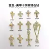 Arte de Unha Cruz Dourada Coleção Zircônia Estilo Punk Metal Acessórios de Arte de Unha de Natal Decoração de Unha de Halloween Diamantes