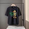 Camiseta de manga corta para hombre, marca de moda de verano, suelta, de cinco puntos, manga, 2024, nueva camiseta con estampado simple de Internet Ins.