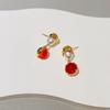 Pendente de Cristal Vermelho Coral Pérola Brincos Estilo Meio do Século Ouro Prata Agulha Brincos Pequenos Simples Elegantes Versáteis