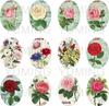 Patch de vidro com padrão floral Gema do Tempo Oval para colar, brincos, anel, acessórios de joalheria DIY