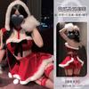 Lingerie Sexy, Bola de Pelo Vermelha Sexy, Uniforme de Natal, Top Tubo Sexy com Cadarço, Saia Curta que Cobre o Quadril, Pijama de Ano Novo