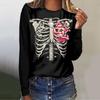 T-shirt feminina de manga comprida com impressão digital 3D plus size 20,22 milhões de Halloween Novo Amazon AliExpress