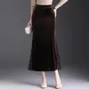 Falda negra de terciopelo estilo sirena de cintura alta adelgazante para mujer, nueva llegada 2026, ropa de mujer otoño/invierno, elegante falda midi, falda ajustada al cuerpo