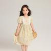 Ropa Infantil Pudding Haru Vestido de Verano Estilo Pastoral Infantil Vestido Fresco de Princesa Vestido Floral Dulce para Niña