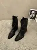 Botas Largas Vintage Marrones con Corte en V Botas Estilo Martin Botas Vaqueras Occidentales de Moda Botines Chelsea Tachonados