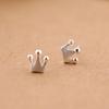 Aretes de botón Corona de plata 925 cepillada moda fresca lindo combinable estilo japonés y coreano dulce lindo