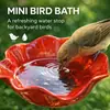 Bebedero para pájaros con forma de pétalo rojo, cuenco para baño de pájaros en el paisaje del jardín, comedero para pájaros para exteriores de la fábrica de origen