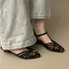 Sandalias Diadema Trenzada Hueca Estilo Retro Francés para Mujer Verano Uso Exterior 2026 Nuevas Sandalias Romanas con Tacón de Cuña y Correa de Hebilla Única