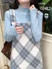 Fábrica de Suéteres Fuente Dalan Otoño e Invierno Blusa de Punto con Volantes de Cuello Alto para Mujer Ajuste Ceñido Top Adelgazante