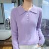 Suéter de terciopelo de visón transfronterizo de otoño e invierno para mujer, suéter de punto de cuello POLO con bloques de color, suéter cálido grueso, venta al por mayor
