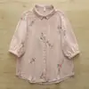 Ropa de Verano 2022 Estilo Japonés Dibujos Animados Bordado Floral Doble Capa Gasa Cárdigan para Mujer Camisa de Manga Corta Top Casual