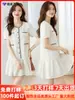 Vestido adelgazante holgado con volantes hecho a medida para mujeres petite, mangas abullonadas texturizadas estilo francés, vestido dulce y juvenil para mujer