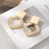Pendientes Geométricos Huecos de Madera Estilo Retro Europeo y Americano, Nuevos Pendientes Largos Exagerados de Rafia Estilo Festivo Personalizados para Mujer