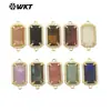 WT-C326 opcional multicolor piedra natural rectángulo circonita adornos conectores colgantes accesorios para joyería DIY