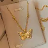 Collar de Mariposa Cepillada de Plata Esterlina 925 Lujo Accesible Gama Alta Ins Estilo Francés de Mediados de Siglo Cadena para Clavícula Colgante de Oro de 18K
