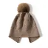 Gorro de cachemira para mujer, tejido, con pompón, dividido, engrosado, 26, Otoño Invierno, nuevo gorro turbante, sombrero de moda, versátil, cálido
