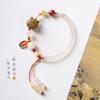 Calcedonia Blanca Hielo Transparente Medio Tubo Jade DIY Tejido a Mano Sándalo Verde Original Dibujos Animados Hermana Pulsera Cinabrio de la Suerte