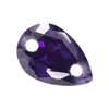 Piedras Preciosas Huagang: Piedra suelta de circón morado-azulado con forma de pera de doble perforación, incrustación de gema CZ artificial morado-azulado con forma de gota