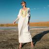 Vestido Ba7068 de Encaje Dorado Bordado Pesado Cosido a Mano con Pedrería, Popular Vestido de Noche Estilo Largo