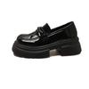 Zapatos de Cuero para Mujer Estilo Universitario Mocasines de Suela Gruesa para Mujer 2025 Nuevo Primavera y Otoño Popular Versátil Zapatos Slip-On de Tacón Grueso
