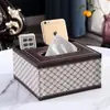 Caixa de Lenços, Porta-Guardanapos, Caixa Multifuncional de Couro de Luxo para Mesa de Centro, Armazenamento de Controle Remoto para Sala de Estar, Caixa de Lenços para Hotel