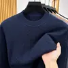 Suéter de punto moderno estilo 'old money', cuello redondo, mangas largas, moda otoño/invierno para hombre, capa base versátil, disponible para dropshipping