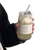 Novo Copo de Água de Vidro Transparente Copo de Coca Doméstico Tampa de Bambu Copo com Tubo de Sucção Copo de Alto Valor de Cor Transparente Copo de Água para Chá com Leite Café