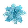Flores navideñas con purpurina dorada, Accesorios para decoración de árbol de Navidad, Adornos para corona de Navidad, Cabezas de flores decorativas navideñas, Flores artificiales al por mayor
