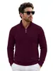 AliExpress Transfronteiriço Masculino Primavera e Outono Textura Sarja Meio Zíper Gola Alta Manga Longa Top Casual Americano Pulôver Moletom