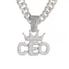 Popular Cadena de Oro Grande Hip-Hop Transfronteriza Europea y Americana Cadena Cubana con Colgante de Letra Diamante Ceo Collar Joyería de Moda y Genial para Hombre