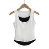 Chaleco sexy de contraste de color europeo y americano para chica hot, estilo chica hot, elástico para mujer, tipo sling apilado, top ajustado a la cintura rojo neto