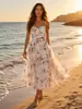 Vestido Maxi Estampado con Tirantes Estilo Europeo y Americano para Vacaciones en la Playa 2026 Comercio Exterior Transfronterizo