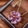 Moda Europeia e Americana Corte Zircônia Formato de Coração Flor de Cinco Pétalas Parafuso Hexagonal Formato de Flor de Diamante Redondo Colar com Pingente
