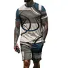 Conjunto de Verano 2026 Estampado Geométrico 3D para Hombre Camiseta de Malla y Pantalones Cortos Conjunto Casual Deportivo de Dos Piezas