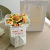 Presente do Dia do Professor para professores: pequeno buquê perfumado de tricô, flores de pompom de fio feitas à mão, presente de aniversário para a mãe