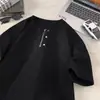 Camiseta de Manga Corta con Media Cremallera para Hombre Verano 2025 Nueva Holgada para Adolescente Camiseta de Peso Pesado Estilo Americano de Alta Gama Camiseta de Manga Corta